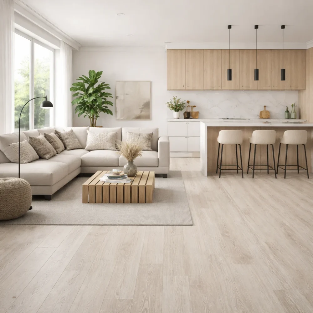 SPC podna obloga Nordic Oak 1220×305×7 mm, klasa 34. enterijer