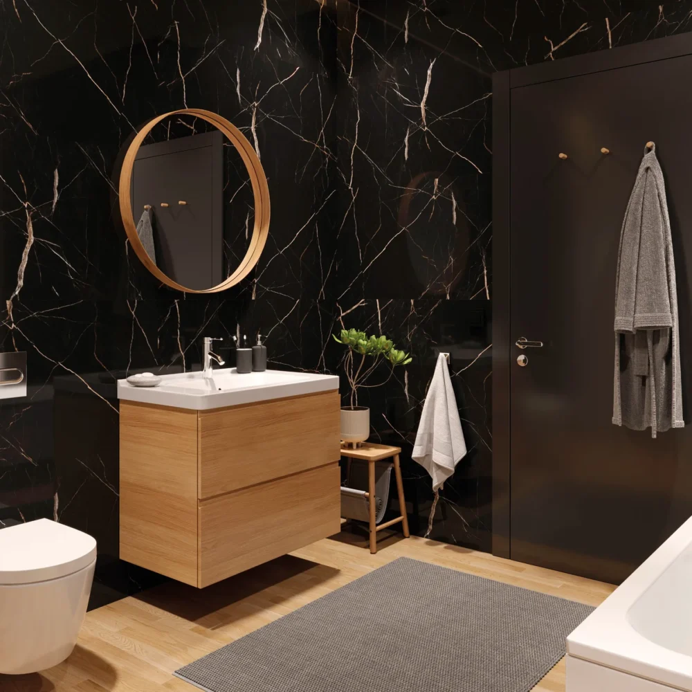 SPC zidni panel Vilo Calacatta Black – primena u kupatilu