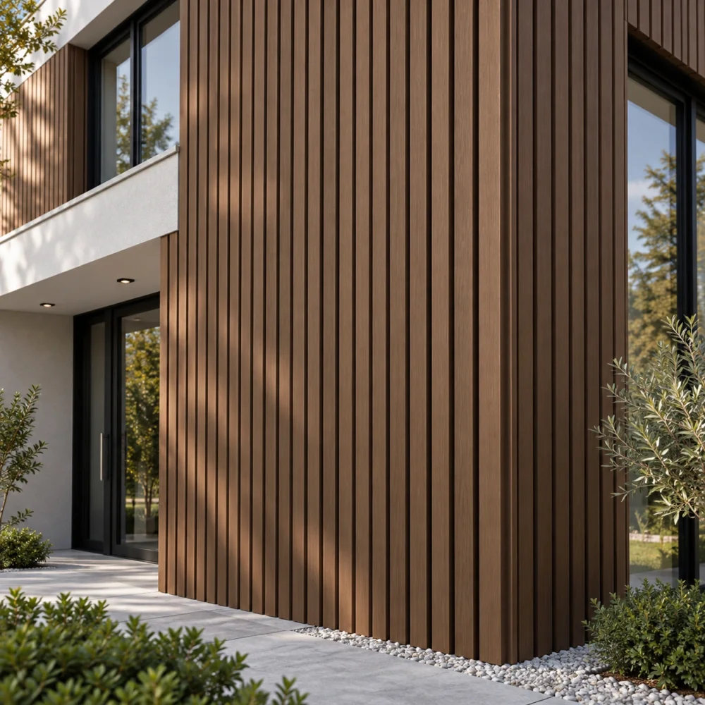 ASA fasadni kit kat panel Walnut – ilustrativni prikaz na fasadi moderne kuće